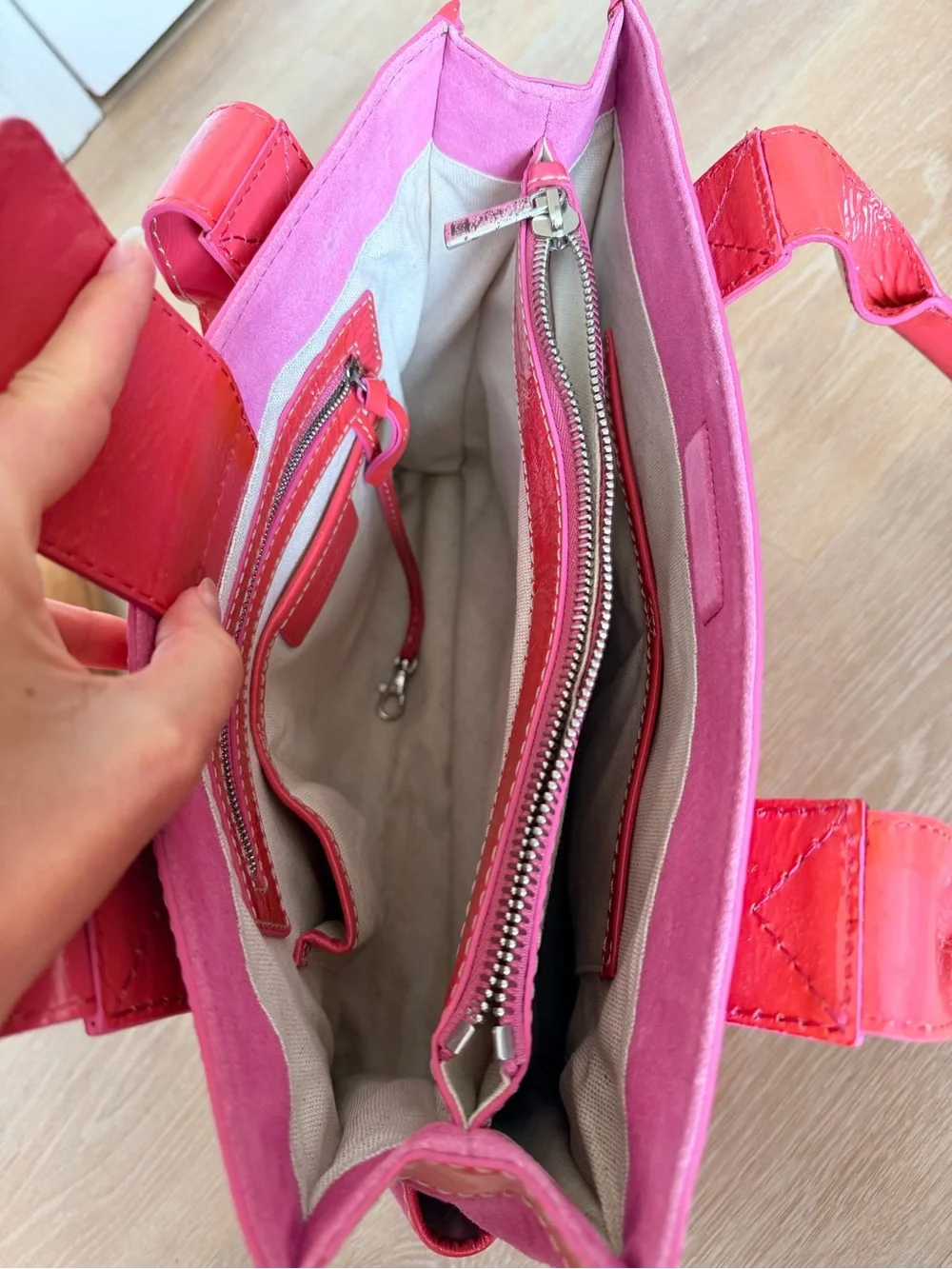 RARE Y2K Vintage Michael Kors Pink Suede Aviator Tote Bag Patent Leather Archive
